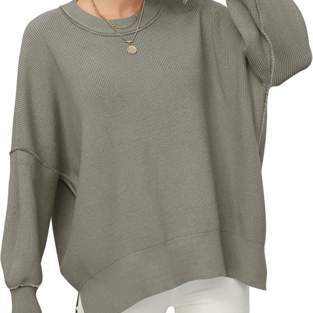 Women Crewneck Batwing Sleeve Oversized Sweater
